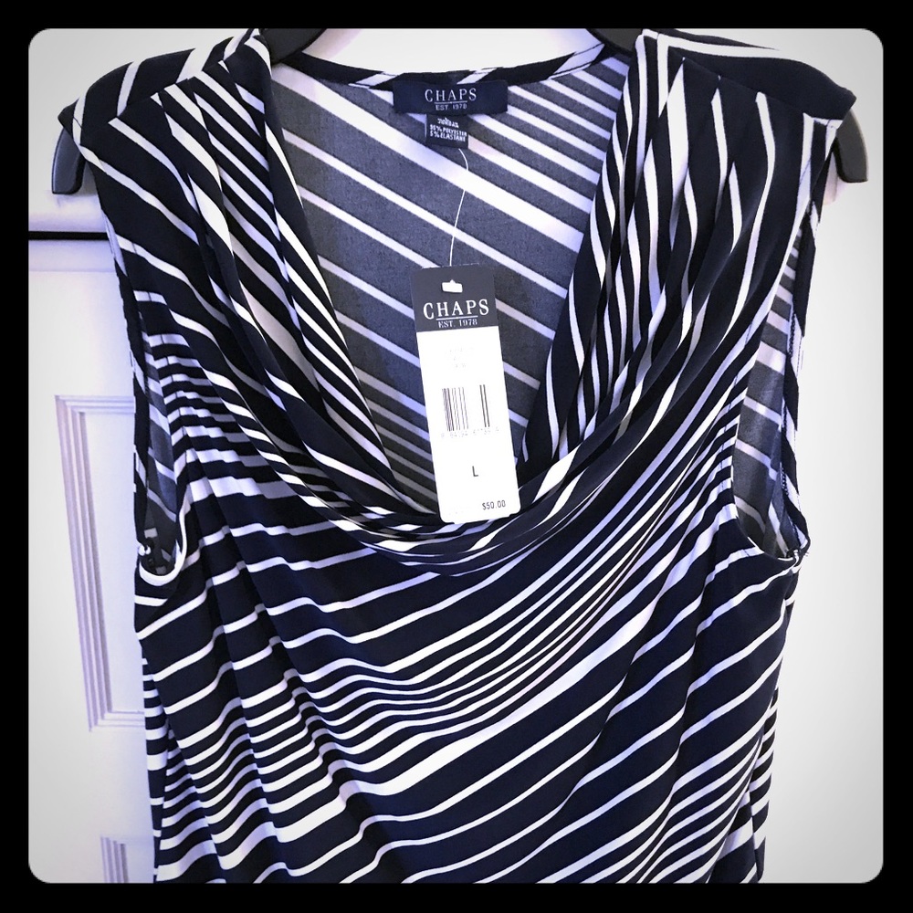 NWT CHAPS DRAPED NECK SLEEVELESS BLOUSE